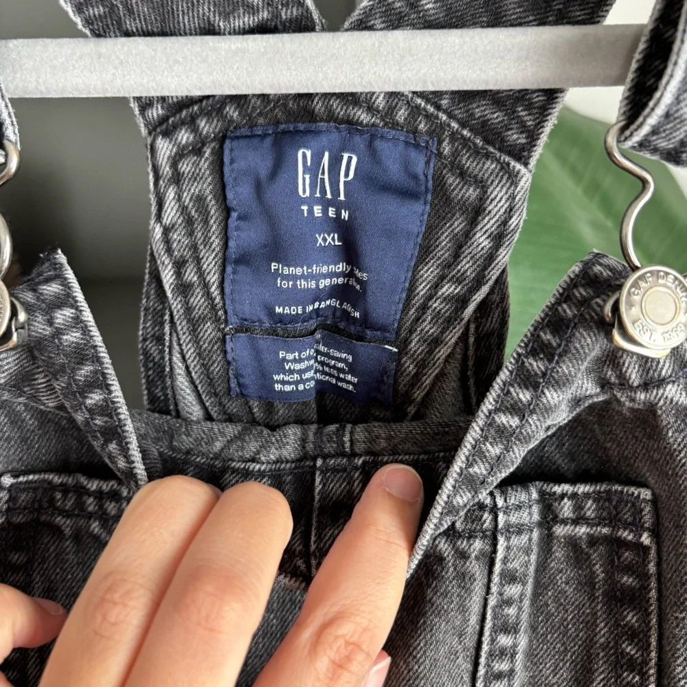 gap teen black denim shortalls
